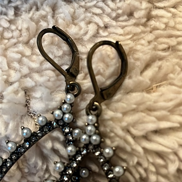 Gorgeous Vintage Gold Pearl and Crystal earrings! NWT - Picture 4 of 5